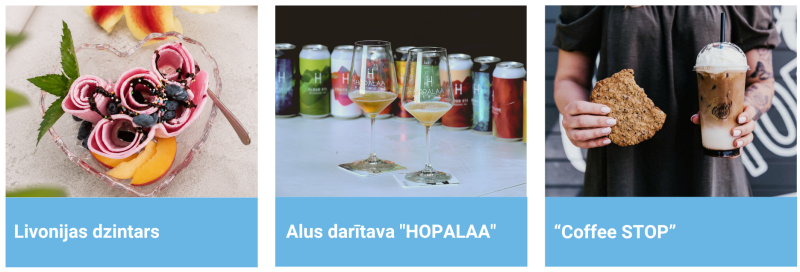 Jelgavas novada garšas – "Livonijas dzintars" saldējums, alus darītava "HOPALAA" un kafejnīca "Coffee STOP".