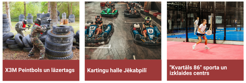 Aktīvās atpūtas iespējas Jēkabpils novadā – peintbols un lāzertags, kartingi un rakešu sports.