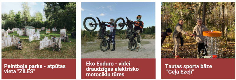 Aktīvās atpūtas iespējas Dobeles novadā – elektrisko motociklu tūres, peintbols un disku golfs.