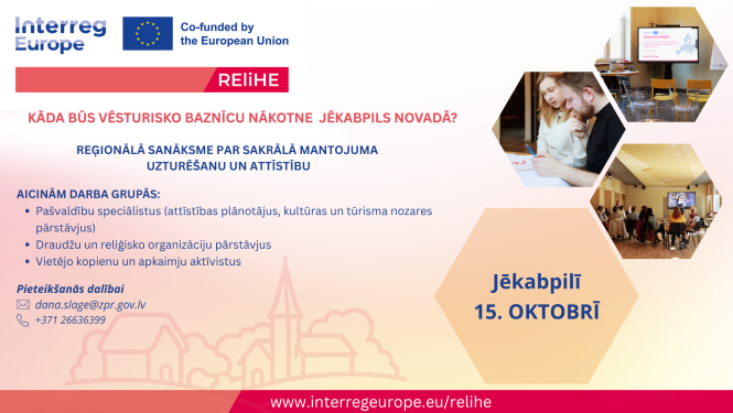 Informatīvs attēls par projekta REliHE reģionālo semināru Jēkabpils novadā