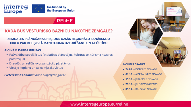 Informatīvs attēls par projekta REliHE reģionālajiem semināriem