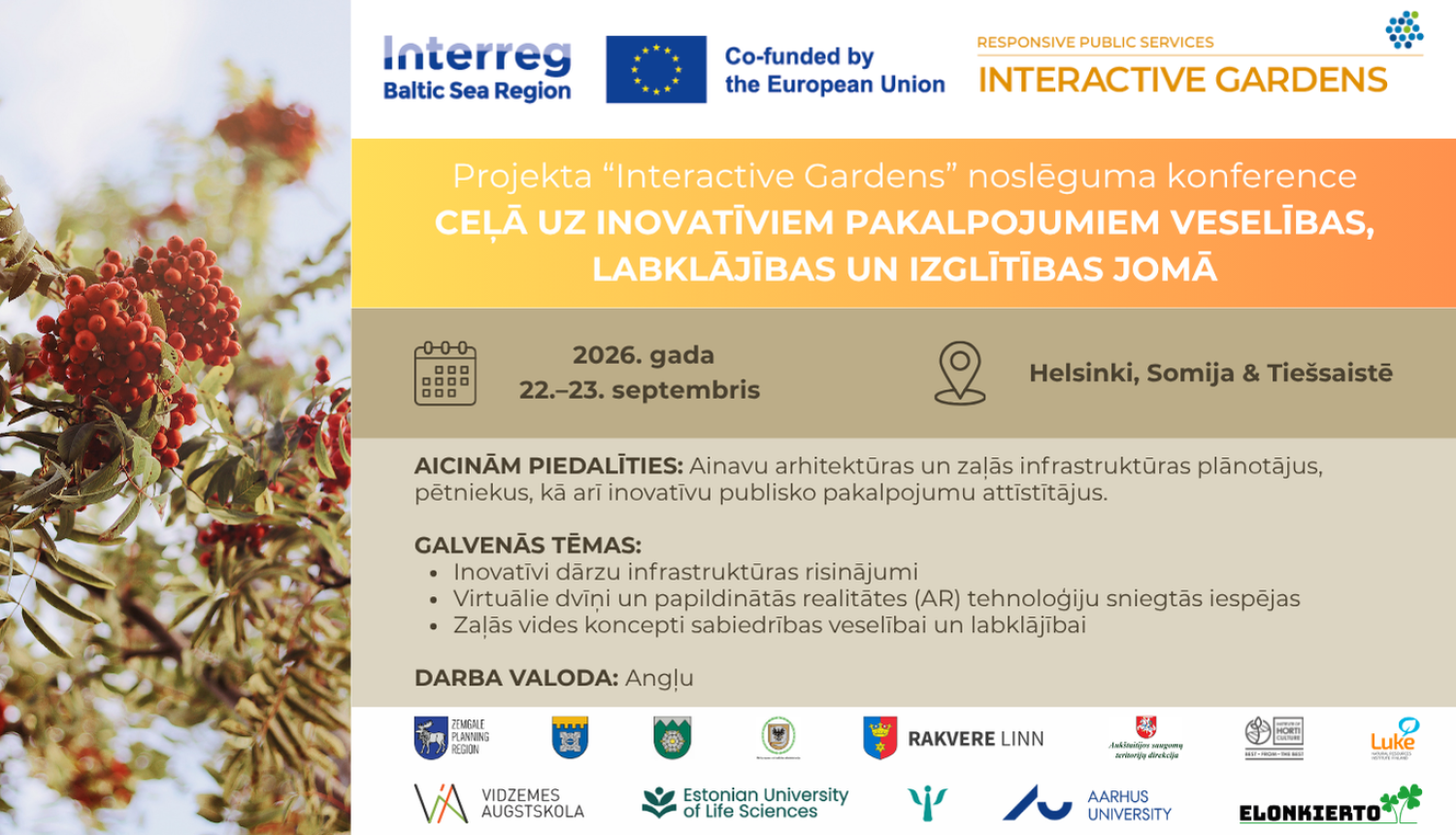 Informatīvs attēls par Interactive Gardens noslēguma konferenci