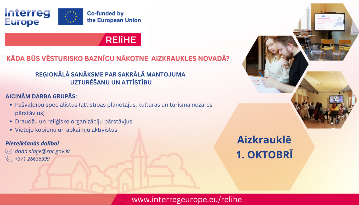 Afiša reģionālajai sanāksmei par reliģiskā mantojuma nākotni Aizkraukles novadā