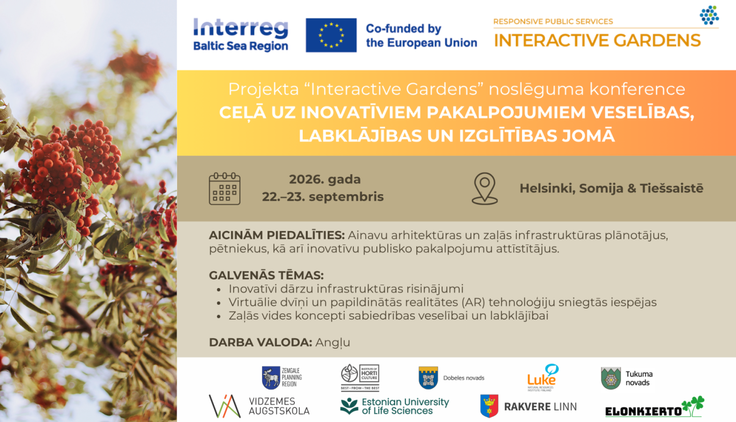 Projekta "Interactive Gardens" noslēguma konference - afiša