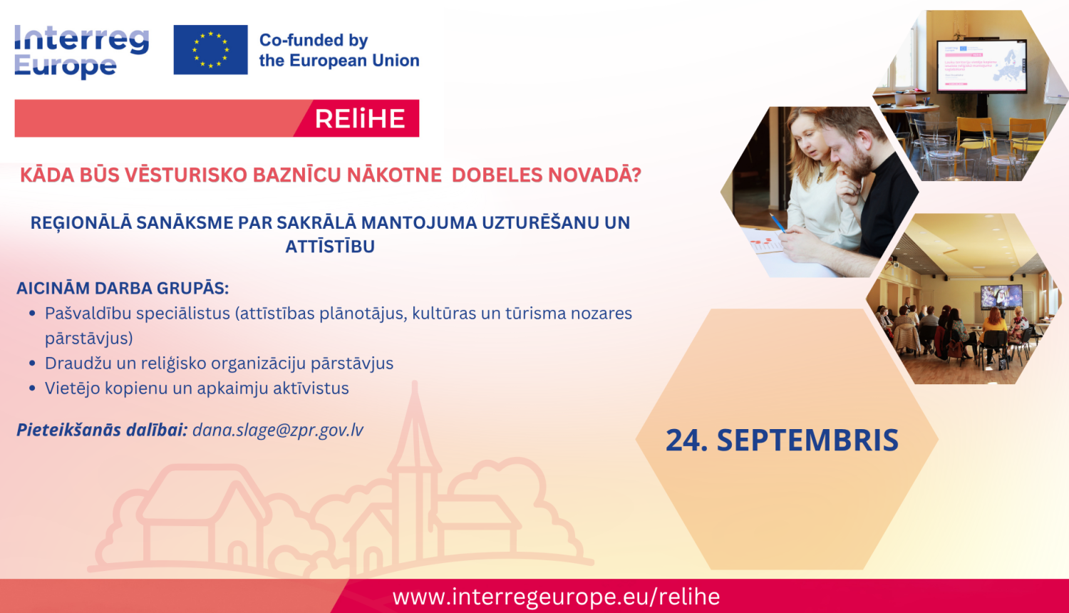 Informatīvs attēls par projekta REliHE reģionālo semināru Dobeles novadā