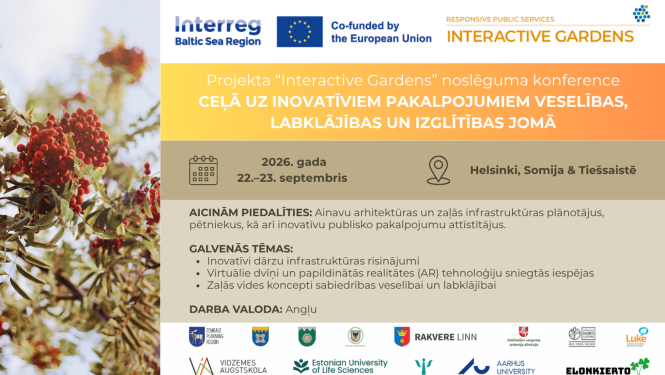 Informatīvs attēls par Interactive Gardens noslēguma konferenci