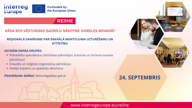 Informatīvs attēls par projekta REliHE reģionālo semināru Dobeles novadā
