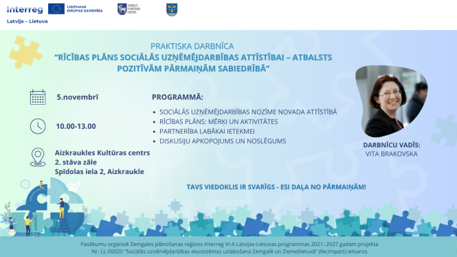 Praktiska darbnīca “Rīcības plāns sociālās uzņēmējdarbības attīstībai" Aizkraukle novadā