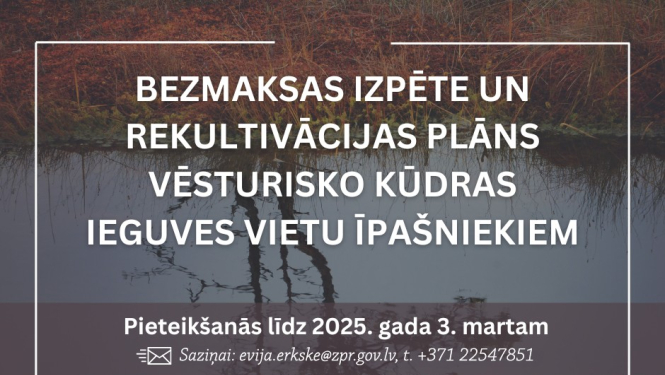 Bezmaksas izpēte un rekultivācijas plāns vēsturisko kūdras ieguves vietu īpašniekiem