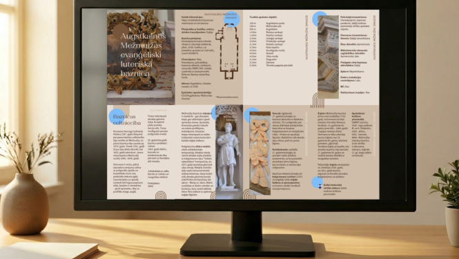 Monitors, kurā redzams baznīcu kataloga atvērums