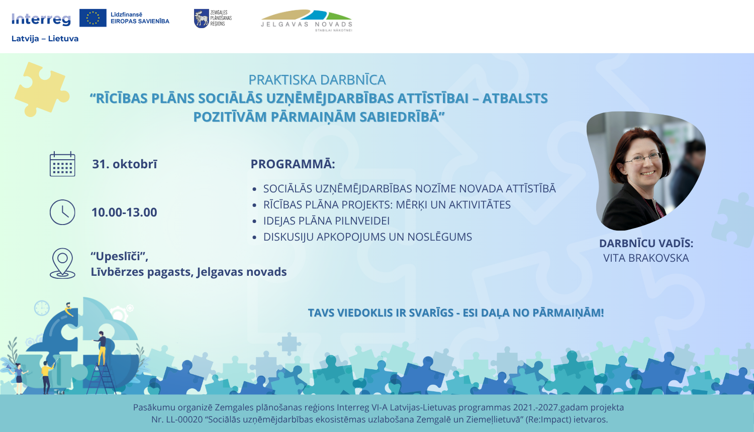 Praktiska darbnīca  “Rīcības plāns sociālās uzņēmējdarbības attīstībai" Jelgavas novadā